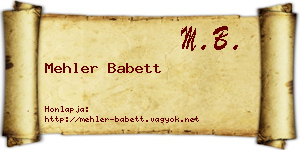 Mehler Babett névjegykártya